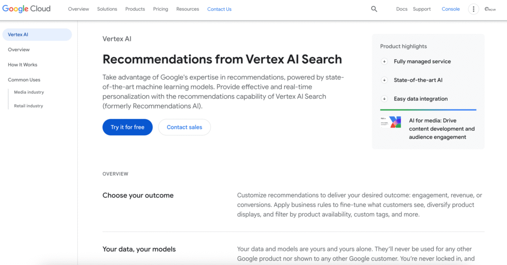 Google Cloud Recommendation AI (Vertex AI Search)